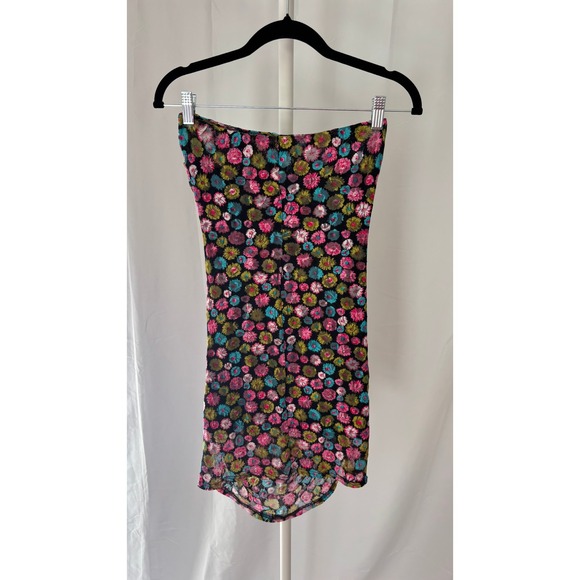 $385 NWOT MISCREANTS Floral Ruched Strapless Mini Dress Gloves Set Size 6 - Picture 10 of 13